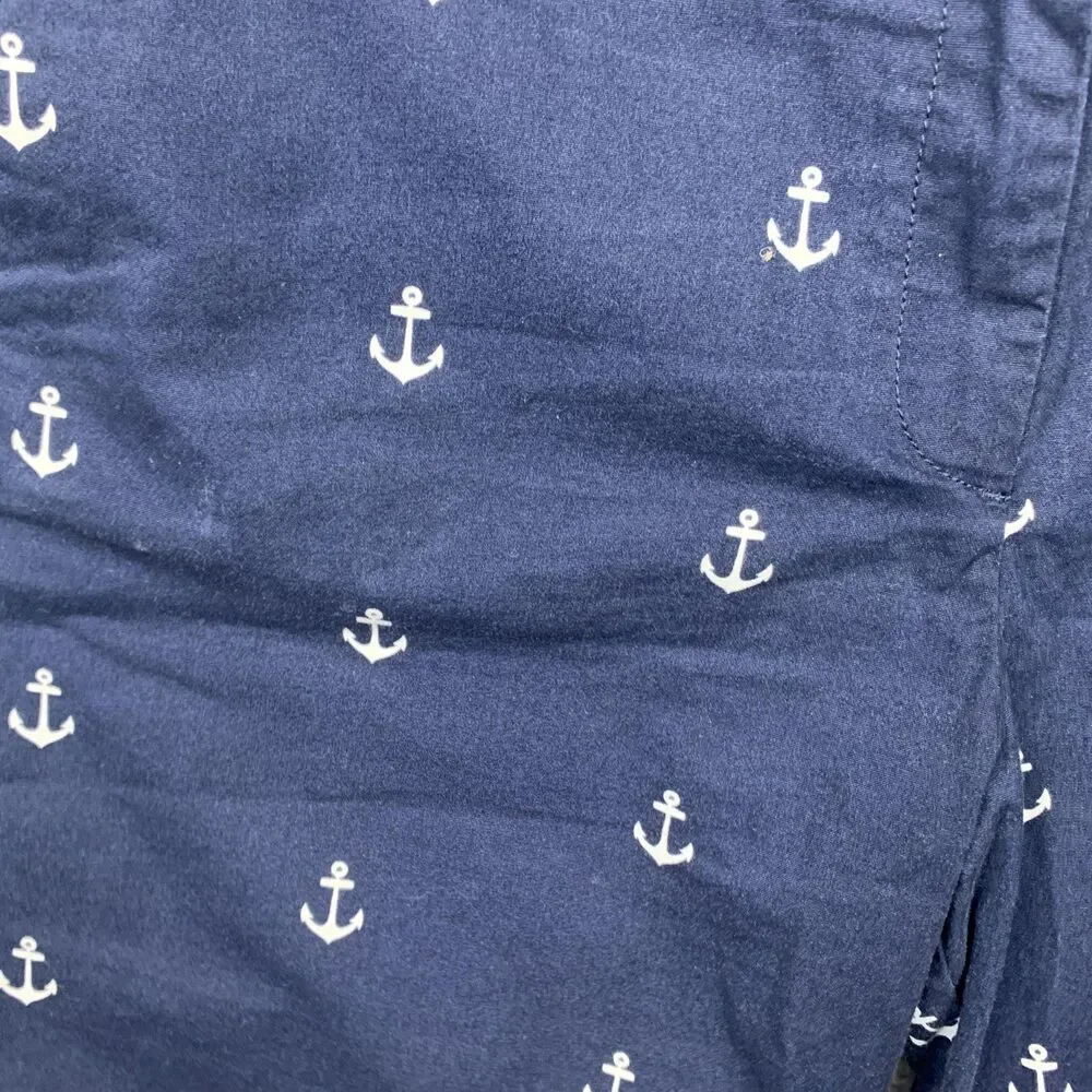 J.Crew Shorts Womens 16 Blue Anchor Print Bermuda Twill Nautical Coastal